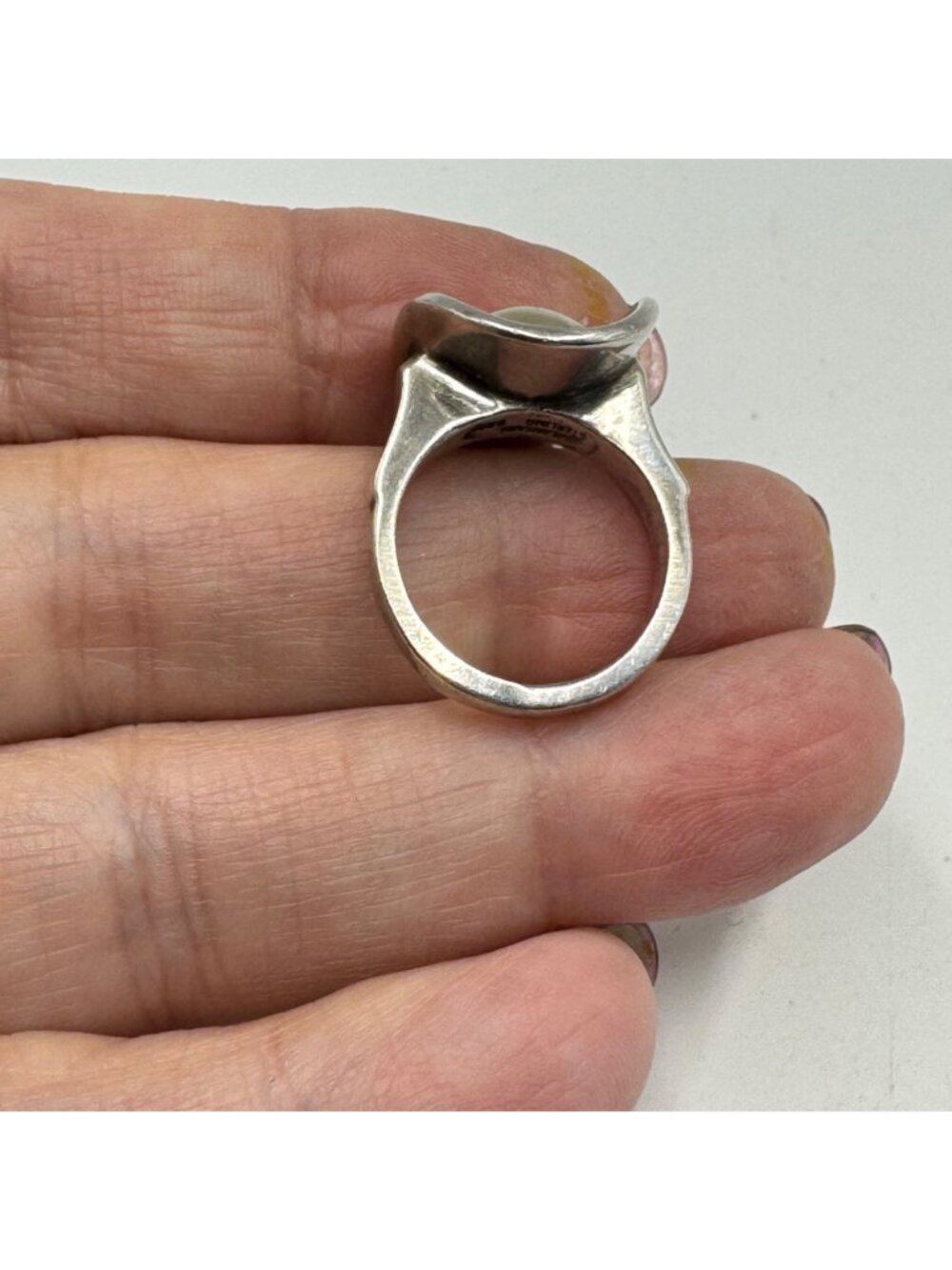VTG 14k Gold Sterling Silver 925 Gold Dome Center Statement Ring Size 5.75 - Picture 7 of 11